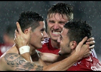 La gioia dei giocatori albanesi
