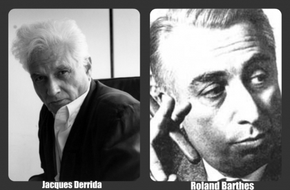 Gli intellettuali francesi Jacques Derrida e Roland Barthes